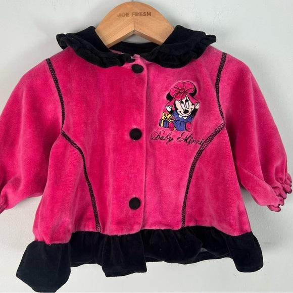 Vintage Disney Babies Minnie Mouse Sweater Pink & Black 0-6M Baby Girl - Picture 1 of 5